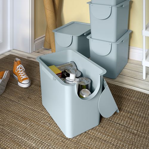 IKEA - TRÖSKNING, atık ayırma kutusu, açık gri-mavi, 25 lt