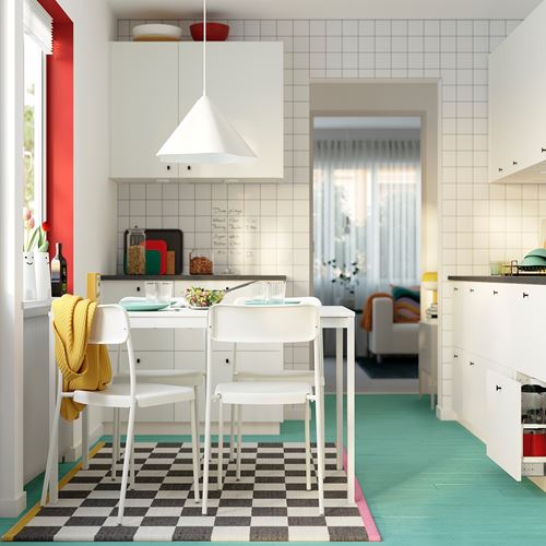IKEA - VIHALS, mutfak masası takımı, beyaz, 4 sandalyeli
