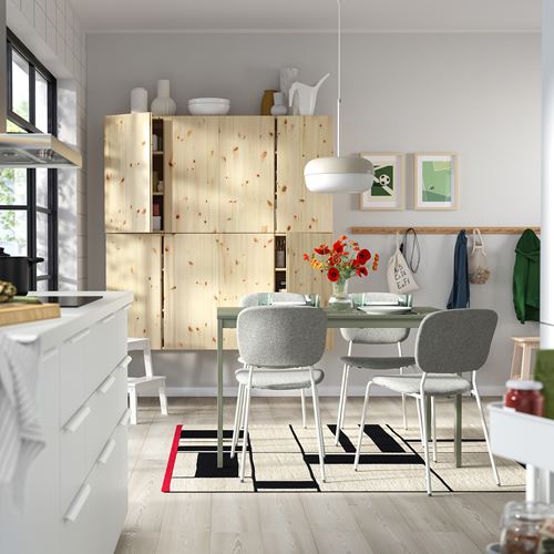 IKEA - VIHALS, dining set, green-white Tibbleby beige/grey, 4 chairs