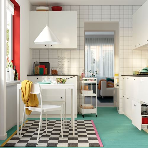 IKEA - VIHALS, mutfak masası takımı, beyaz, 2 sandalyeli