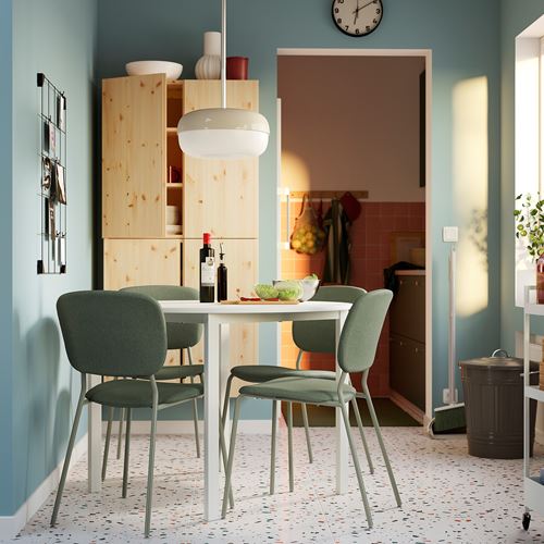 IKEA - VIHALS, yuvarlak mutfak masası, beyaz, 4 kişilik