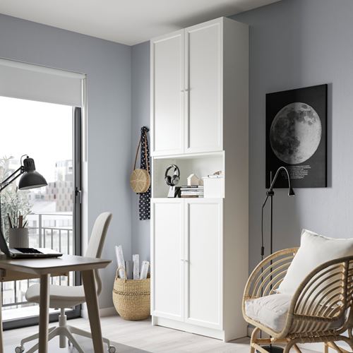 IKEA - BILLY, bookcase with door, white, 80x30x237 cm