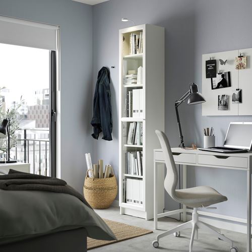 IKEA - BILLY, bookcase with glass door, white/glass, 40x30x202 cm