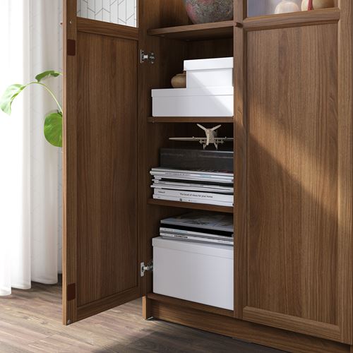 IKEA - BILLY, cam kapaklı kitaplık, kahverengi ceviz görünüm, 80x30x237 cm