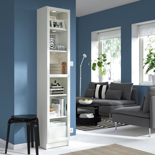 IKEA - BILLY, bookcase with glass door, white/glass, 40x30x202 cm