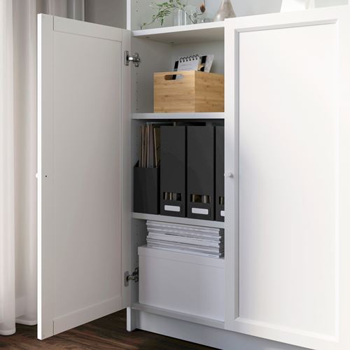 IKEA - BILLY, bookcase with glass/panel doors, white/transparent glass, 160x30x237 cm