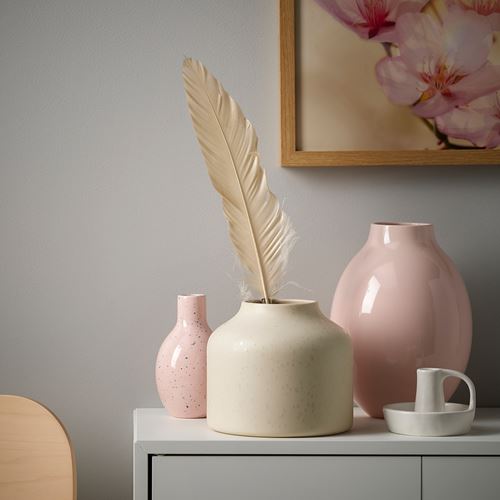 IKEA - BLODBJÖRK, seramik vazo, bej, 16 cm