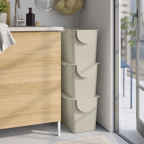 IKEA - TRÖSKNING, atık ayırma kutusu, açık bej, 25 lt