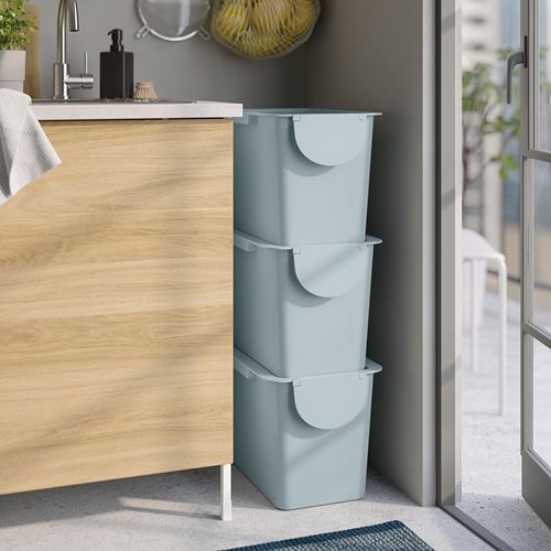 IKEA - TRÖSKNING, atık ayırma kutusu, açık gri-mavi, 25 lt