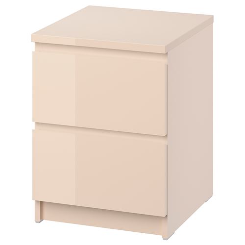 IKEA - MALM, bedside table, light orange-high-gloss, 40x55 cm