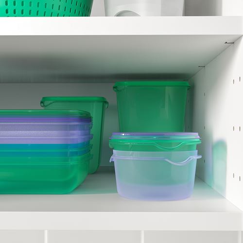 IKEA - PRUTA, plastik saklama kabı seti, lila-yeşil, 0,3 lt