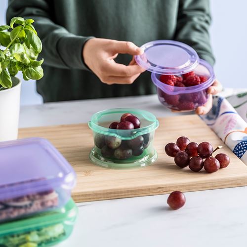 IKEA - PRUTA, plastik saklama kabı seti, lila-yeşil, 0,3 lt