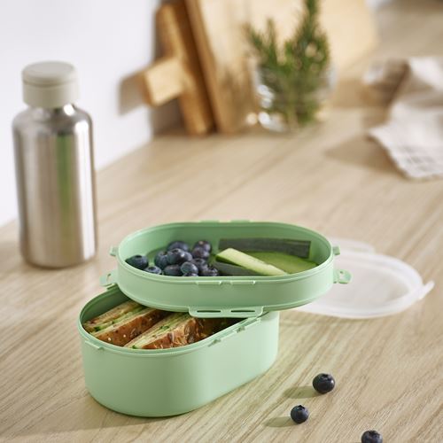 IKEA - UTBJUDA, kapaklı plastik saklama kabı, açık yeşil, 0,2 lt x 0,6 lt