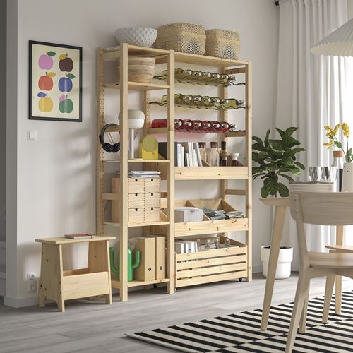 IKEA - IVAR, raf ünitesi, çam, 134x30x179 cm