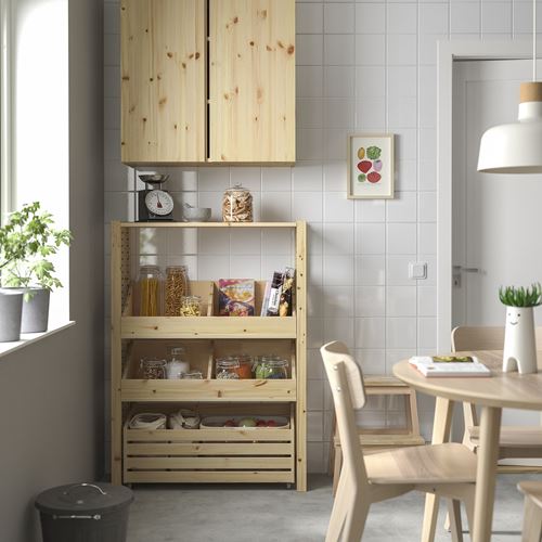 IKEA - IVAR, saklama kutulu raf ünitesi, çam, 89x30x124 cm