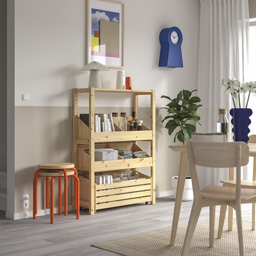 IKEA - IVAR, saklama kutulu raf ünitesi, çam, 89x30x124 cm