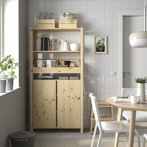 IKEA - IVAR, kapaklı raf ünitesi, çam, 89x30x179 cm