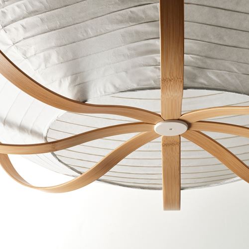 IKEA - TAGGTOFS, sarkıt lamba abajur başlığı, beyaz-bambu, 67 cm