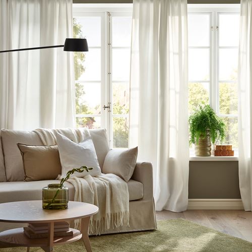 IKEA - GINSTMOTT, fon perde/2 kanat, beyaz, 145x300 cm