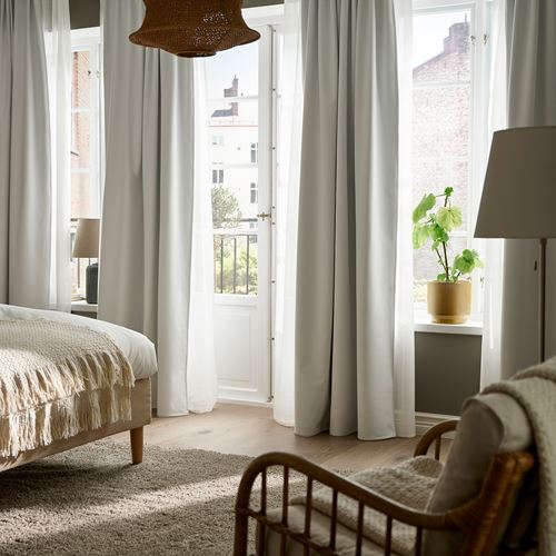 IKEA - KORGMOTT, blackout curtain, 1 pair, white, 145x300 cm