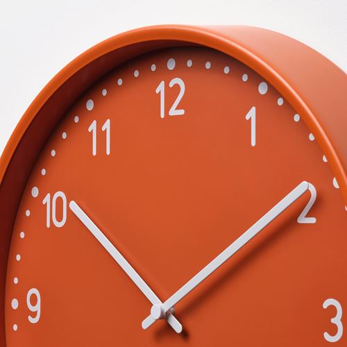 IKEA - BONDIS, wall clock, orange, 38 cm