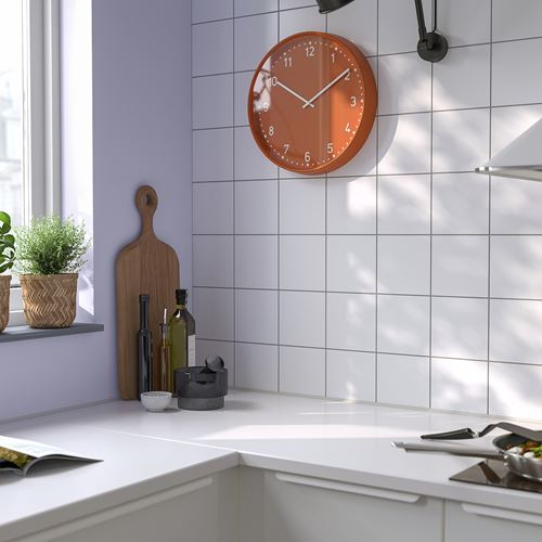 IKEA - BONDIS, wall clock, orange, 38 cm
