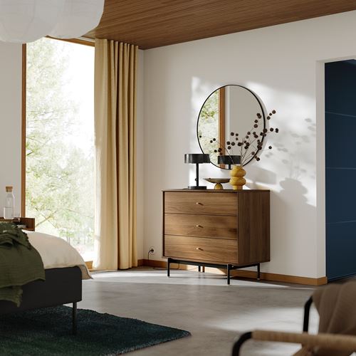 IKEA - RADMANSÖ, chest of 3 drawers, brown walnut effect, 90x48x81 cm