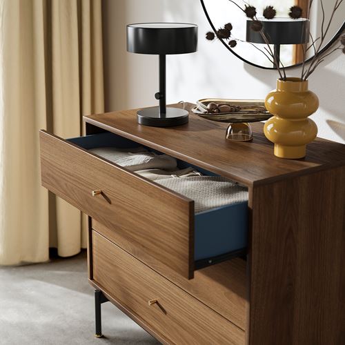IKEA - RADMANSÖ, chest of 3 drawers, brown walnut effect, 90x48x81 cm