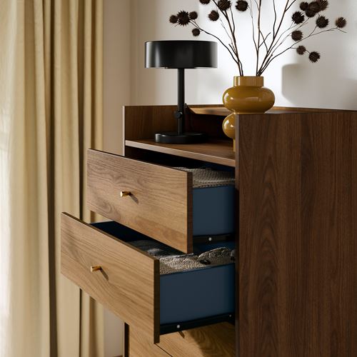 IKEA - RADMANSÖ, chest of 5 drawers, brown walnut effect, 70x48x132 cm