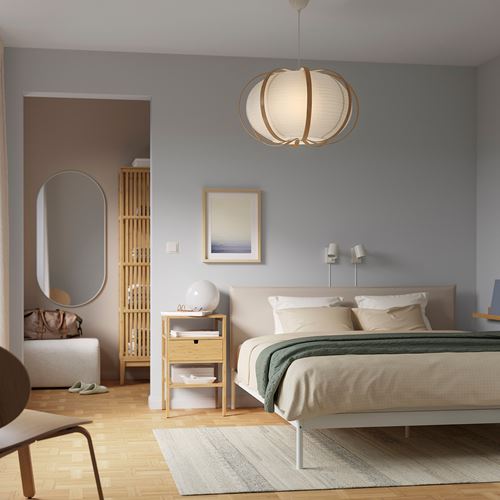 IKEA - TAGGTOFS, sarkıt lamba abajur başlığı, beyaz-bambu, 67 cm