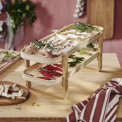 IKEA - KÖSSEBAR, 2 tepsili gıda kurutma rafı, bambu, 46x21x22 cm