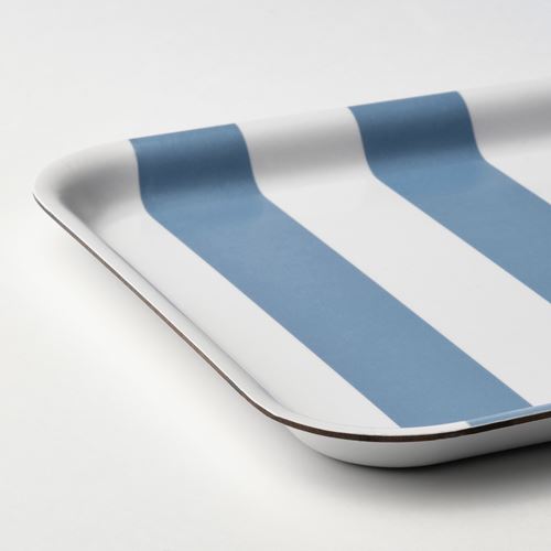 IKEA - SOLDATFISK, tepsi, çizgili beyaz-gri-mavi, 20x28 cm