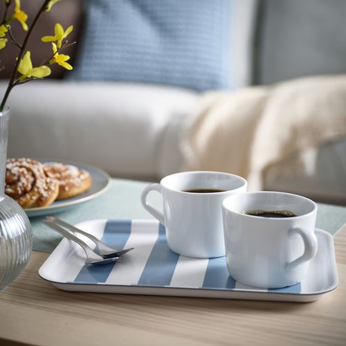 IKEA - SOLDATFISK, tepsi, çizgili beyaz-gri-mavi, 20x28 cm