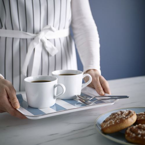 IKEA - SOLDATFISK, tepsi, çizgili beyaz-gri-mavi, 20x28 cm