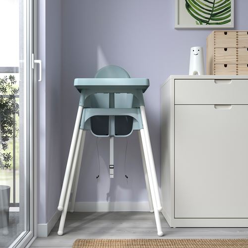 IKEA - ANTILOP, highchair with tray, grey-blue-white, 90 cm