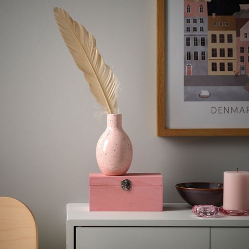 IKEA - BLODBJÖRK, vazo, uçuk pembe-mavi, 16 cm