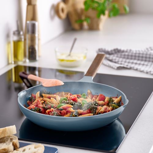 IKEA - KLIPPFISK, kızartma tavası, yapışmaz kaplama-ahşap-koyu gri mavi, 28 cm