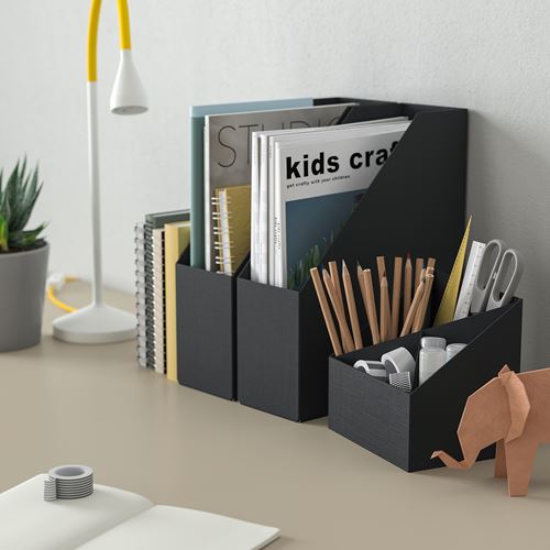 IKEA - FJADERHARV, desk organiser, anthracite, 16x16 cm