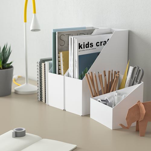 IKEA - FJADERHARV, desk organiser, white, 16x16 cm