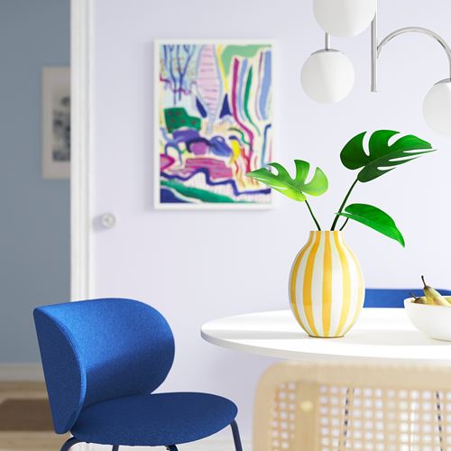 IKEA - BLODBJÖRK, vase, white/yellow, 25 cm