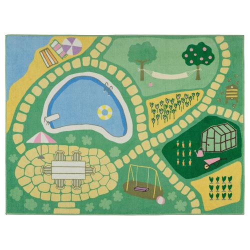 IKEA - HUSSPARV, kids rug, green, 100x133 cm
