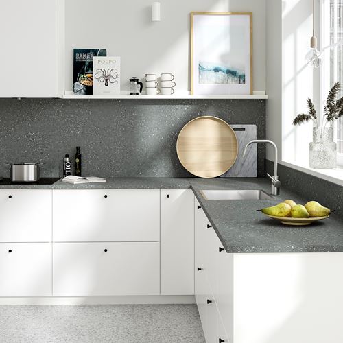 IKEA - EKBACKEN, worktop, grey terrazzo effect-laminate, 246x63,5x2,8 cm