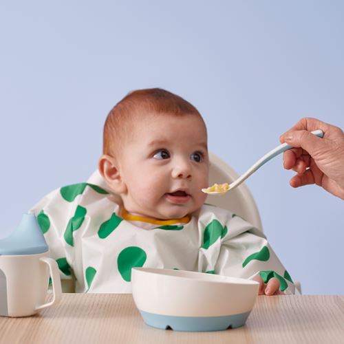 IKEA - BÖRJA, çocuk tabak ve kasesi, beyaz-mavi