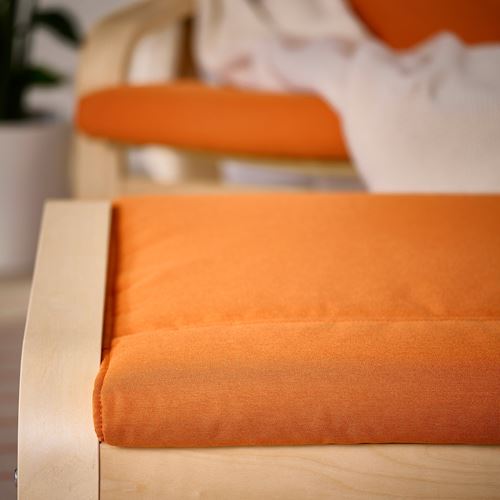 IKEA - POANG, ayak uzatma taburesi, huş kaplama-knisa parlak turuncu