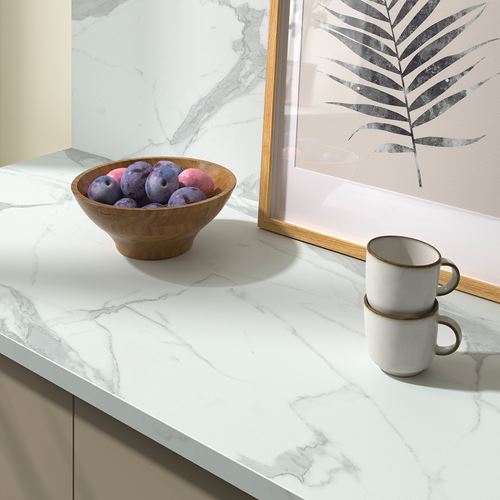 IKEA - EKBACKEN, worktop, white marble effect-laminate, 186x2,8 cm