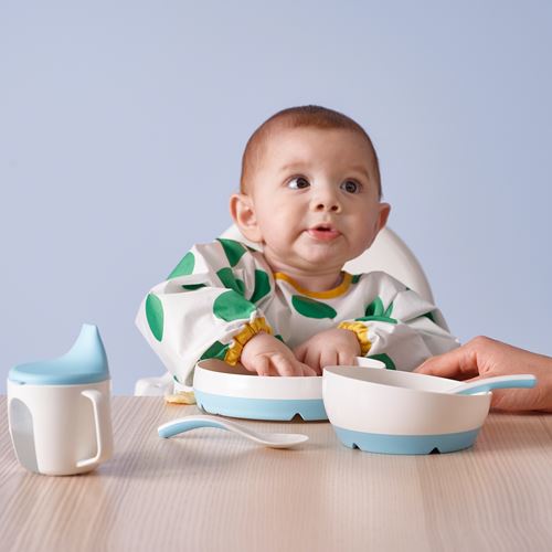 IKEA - BÖRJA, mama kaşığı, beyaz-mavi