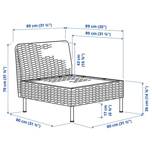 IKEA - VITTSKAR, tekli bahçe koltuğu, koyu gri, 80 cm