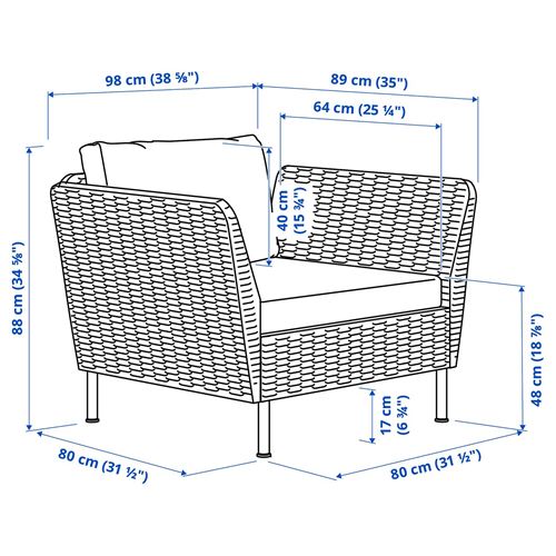 IKEA - VITTSKAR, garden armchair, dark grey, 98 cm
