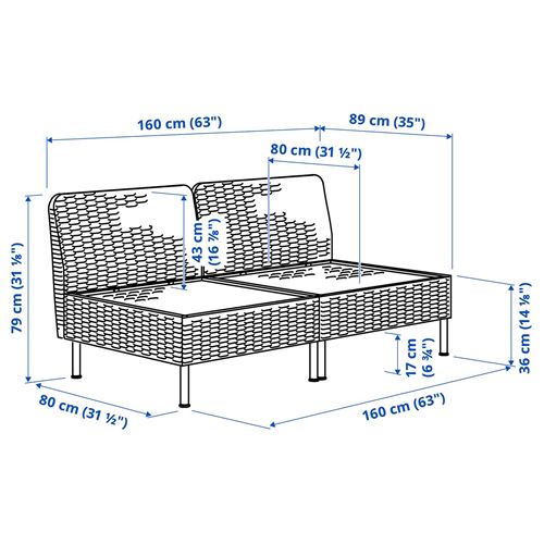IKEA - VITTSKAR, 2-seat garden sofa, dark grey, 160 cm