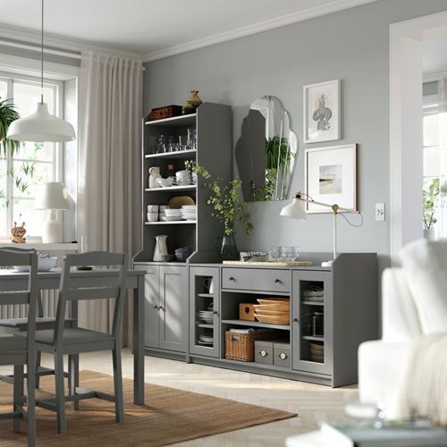 IKEA - HAUGA, dolap kombinasyonu, gri, 210x46x199 cm